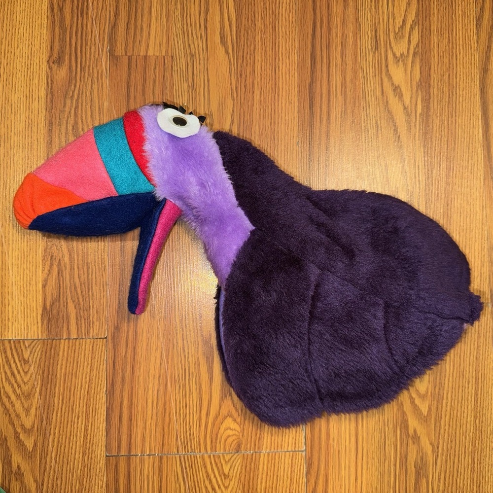 Vintage Toucan Bird Puppet Googly Eyes Plush Stuffed Animal Toy Large 16" Purple